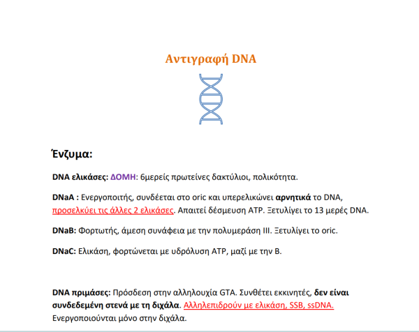 Πανεπιστημιακές σημειώσεις: ένζυμα Αντιγραφής DNA